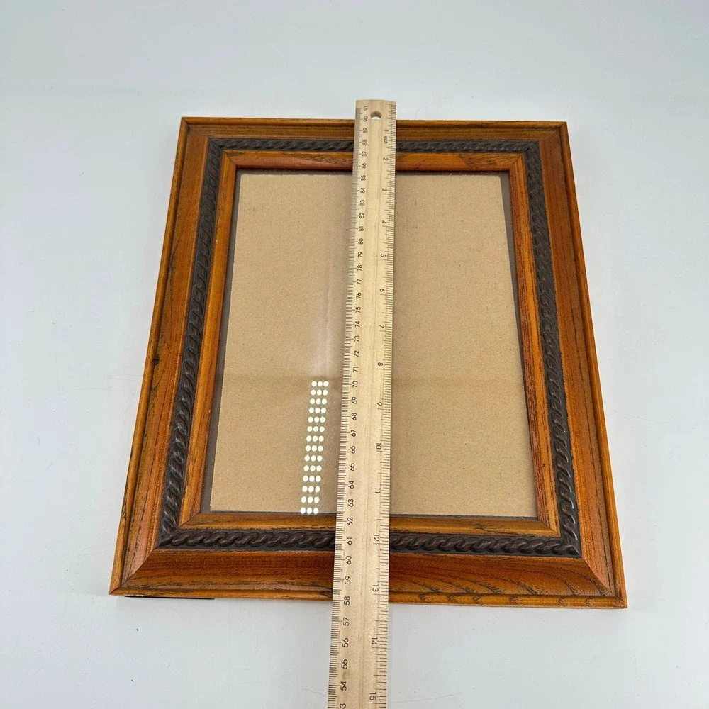 Vintage Style Wood Picture Frame Braided Rope Detail Honey Brown 8x10‎ Tabletop